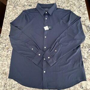 NEW J. Crew Men's Performance Button Down Shirt Dress Casual Dark Blue XXL NWT